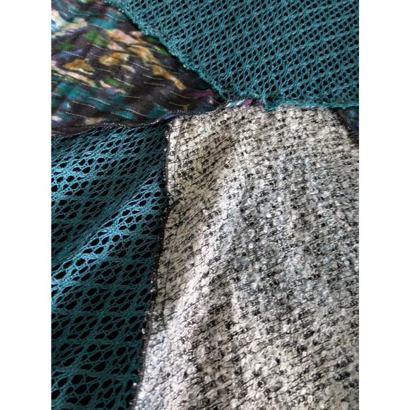 Mixed Media Colorful Art to Wear Top Women's Size Medium Boho Abstract Patchwork - Picture 8 of 8